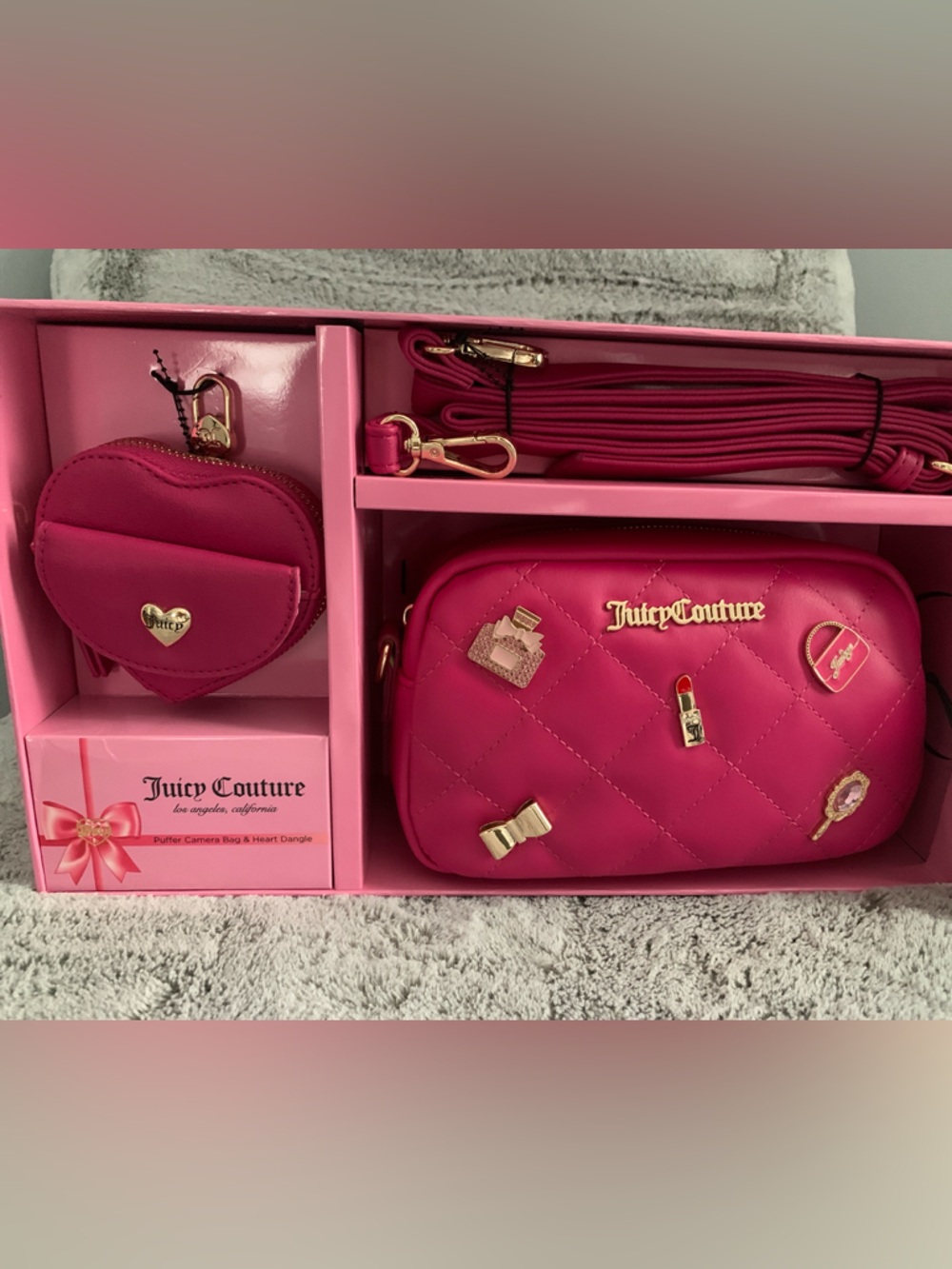 🆕- Juicy Couture PUFFY CAMERA CROSSBODY with Charm Accents AND COIN POUCH